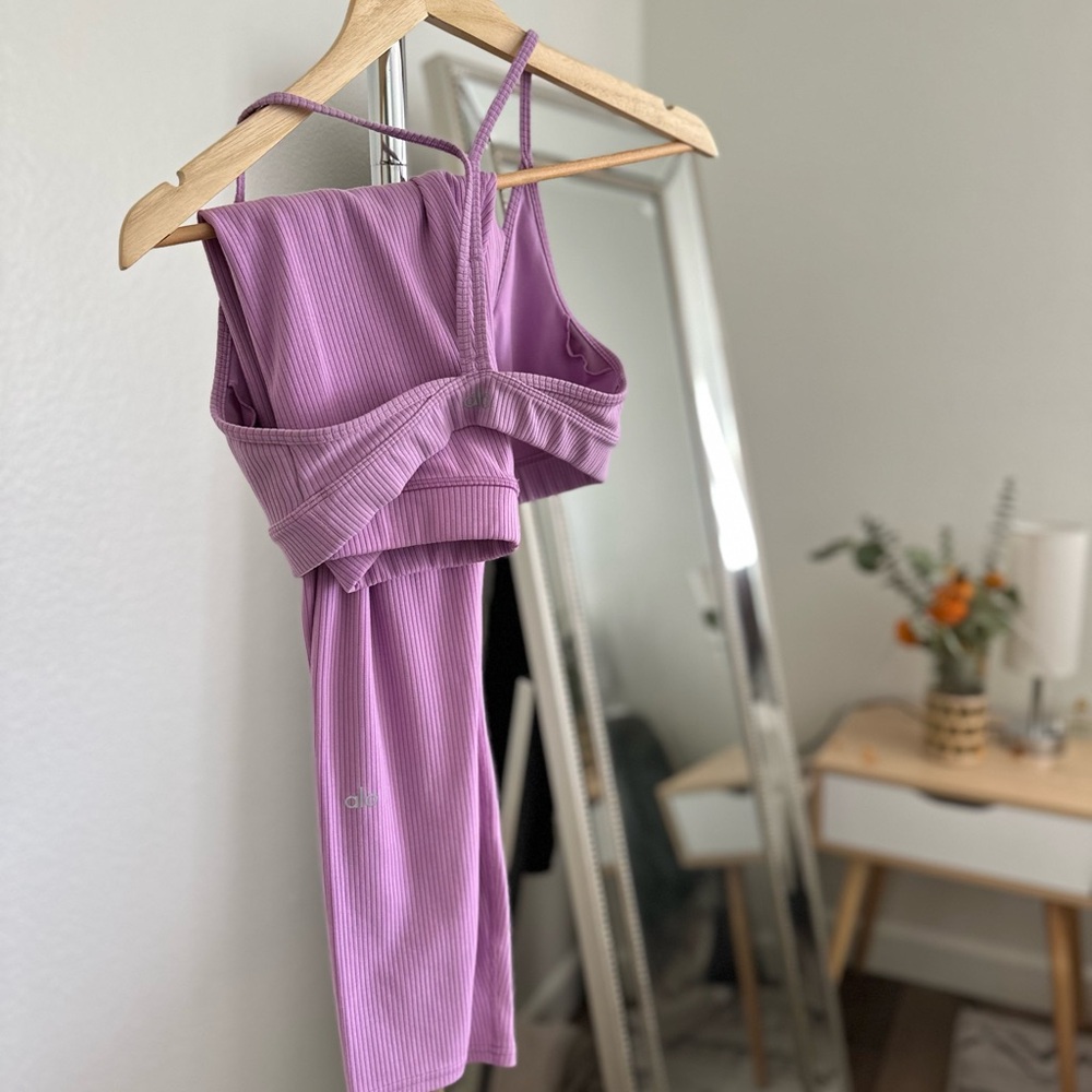 Alo Lavender Ribbed Set - Picture 2 of 6